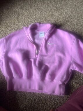 Nike Light Pink Cropped Half-Zip Sweatshirt